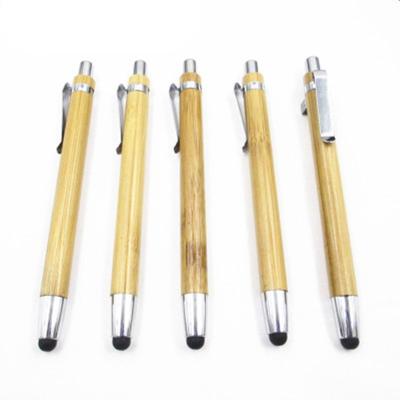 China Promotional Custom Bamboo Ball Pen With Stylus Pen Logo Promotional Eco Friendly Advertising for sale