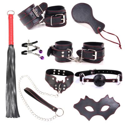 China New SM Game Factory Direct Selling Bondage Gear Real leather bdsm toy set adult toys harness bondage kit for sale