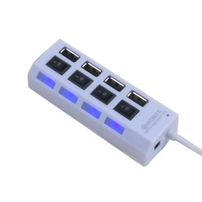 China High Speed ​​Laptop USB 2.0 Hub 4-Port Usb Hub Splitter With Independent Switch For Mobile Hard Disk Laptop for sale