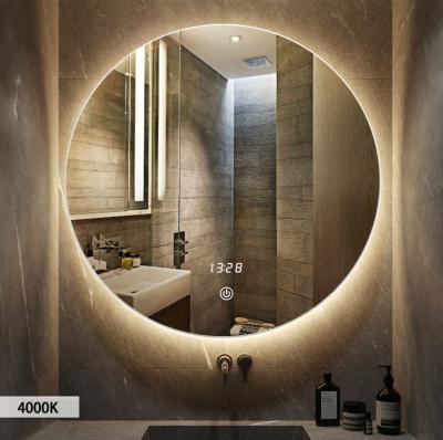 China Wall Mounted Round Bathroom Mirror HD Defogger Mirror Led Light Bathroom Mirror Smart Bathroom for sale