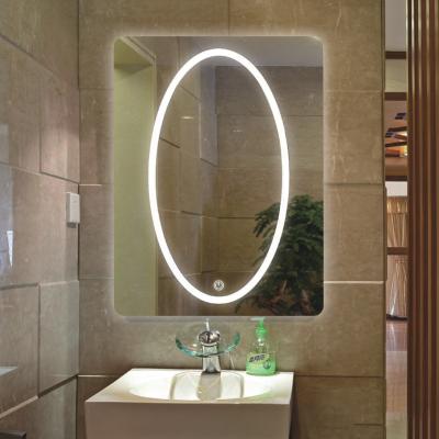 China Nordic Oval Bathroom Mirror Light Wrought Iron Mirror Bedroom Wall Mounted Vanity Mirror for sale