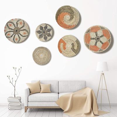 China Modern Bohemian Plant Plankton Wall Decor Natural Bohemian Wall Basket Wall Decorative Decorations For Home for sale