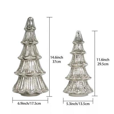 China Small Classic Golden Blown LED Color Lights Changing Table Christmas Tree With A Silver Stan for sale