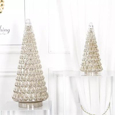 China Classic Handmade Christmas Table Decoration Glass Shaped Light The Lead Glass Tree With 3 Sizes for sale