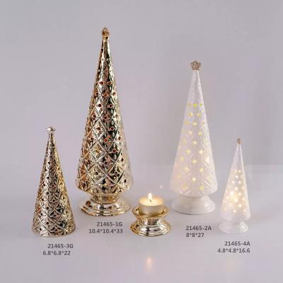 China Classic Ceramic Christmas Tree Tabletop Christmas Tree with One Star Toppers for Table Top Desk Series Classic Christmas Decoration for sale