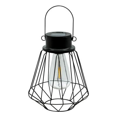 China Retro Wrought Iron Garden Highlight Lamp Solar Tungsten Filament Hanging Lamp Lawn Garden Decoration LED Lantern for sale