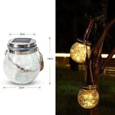 China Garden Slit Solar Glass Ball Hanging Light Outdoor LED Yard Decoration Christmas Garden Landscape Creative Party Lights for sale