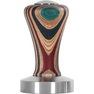 China Viable LOGO Color Wood Barista Espresso Stainless Steel Coffee Tamper Coffee Machine Espresso Accessories Custom Base for sale