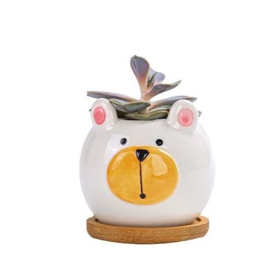 China Europe wholesale creative cartoon flower pot planters ceramic animal for garden decor for sale