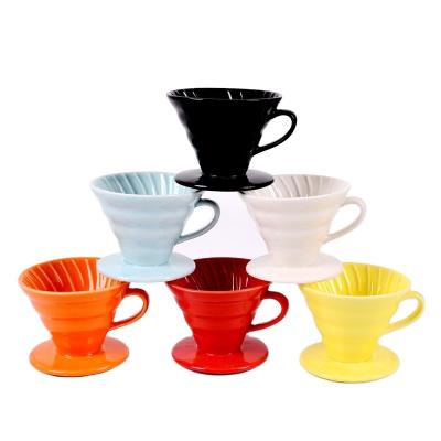 China Wholesale Colorful Stocked Coffee Drip Filter Cup Pour Over Coffee Maker V60 Ceramic Coffee Dripper for sale