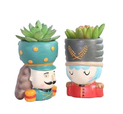 China Eco-friendly Hot Selling Potted Fairy Tale Nutcracker Resin Succulent Garden Creative Office Decorations Potted Flower Pot for sale