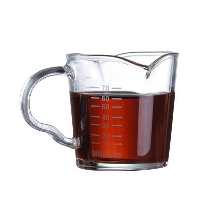 China High Quality Coffee Milk Glass Mug Espresso Coffee Double Spout Measuring Cup Glass Milk Frothing Pitcher for sale