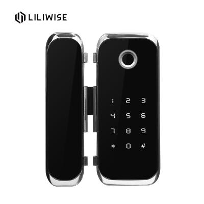 China Smart Glass Door Lock WiFi Bluetooth APP Access Electronic Biometric Fingerprint for sale