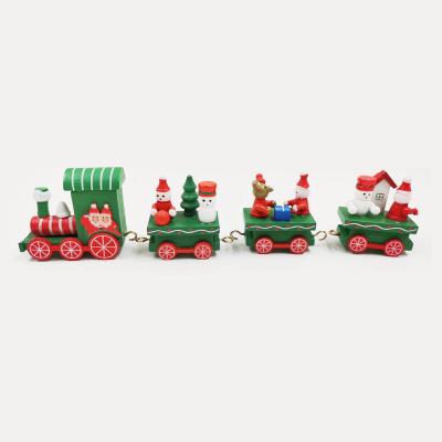 China Durable Christmas Decorations Christmas Train Gifts Wooden Window Ornaments Wooden Crafts Wholesale for sale