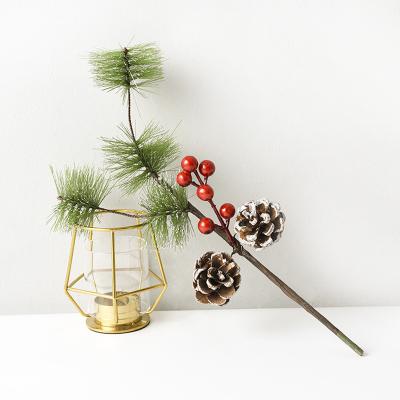 China Red Christmas Tree Decorations Pine Needle Cuts Pinecone Pine Flowers Christmas Fruit Day Christmas Decorative Cuts Decorations for sale