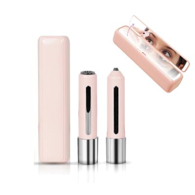 China 2021 New Arrival Lipstick Shaver Usb Eyebrow Trimmer Facial Hair Removal Devices With Mirror for sale