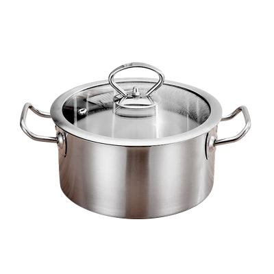 China Sustainable Classic Straight Type 18cm Soup Cooking Pot With Lid Stainless Steel Tempered Glass Pot for sale