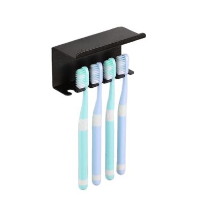 China Durable Aluminum Alloy Frontal Black Wall Mounted Bathroom Vanity Supply Toothbrush Holder Cupless Toothbrush Holder for sale