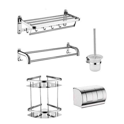 China Modern Design Perfect Sustainable Retail Wall Hung Chrome Plating Bath Mounted Set 304 Stainless Steel Toilet Bathroom Accessories Sets for sale