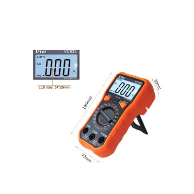 China NCV (Non Contact Voltage) VC833 Digital Multimeter AC/DC Ammeter Volt Ohm Multimeter with True RMS Test and Backlight Function for sale