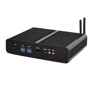 China For Mini Gaming Intel Small Fanless PC i7 5500u i7 4650u ddr3l 2*msata SSD Desktop PC With Best Lan Dual Tiny Gaming PC Dual HD_MI SD Card for sale