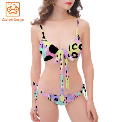 China 2021 Wholesale Custom Hot Fashionable Woman Swimwear Bikini Set Breathable Ready To Ship Gingham Printing for sale