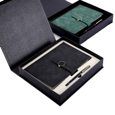 China Recyclable / Biodegradable Luxury Custom Closing Flip Black Paper Pen Cardboard Packaging Gift Box For Notebook for sale