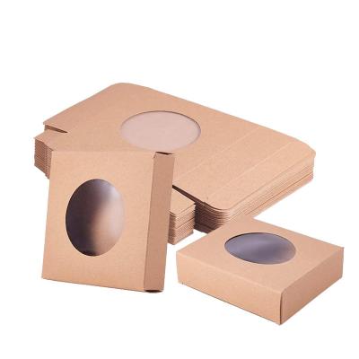 China Small Logo Size Recycled Paper Box Small Brown Paper Packaging Recyclable/Biodegradable Custom Soap Envelope With PET Window for sale