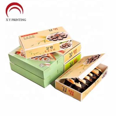 China Recyclable 300gsm Cardboard Custom Design FoldingTakeaway Food Packages Recycle Sushi Box for sale