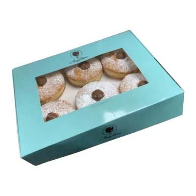 China Fashion Design Recyclable Custom Printed Paper Donut Packaging Boxes With PVC Window for sale