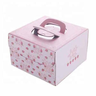 China Cheap Wholesale Recyclable Cake Box, Print 8 Inch Luxury Large 12 Inch Corrugated Paperboard Birthday Cake Box Portable Cake Packaging Box for sale