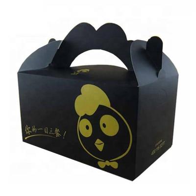 China Hot Selling Custom Foldable Fast Food Fried Chicken Packaging Boxes With Paper Handle Recyclable for sale