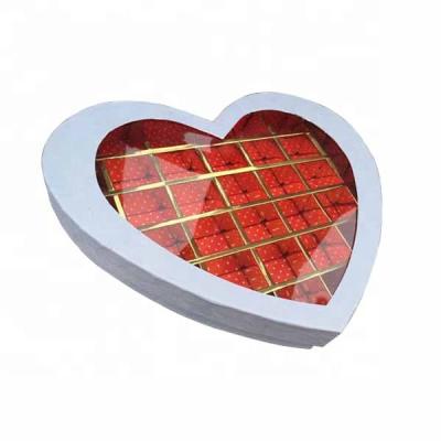 China Recyclable Custom Luxury Heart Chocolate Packaging Box, Clear Transparent PVC Window Chocolate Packaging Box, Chocolate Box With Inserts for sale