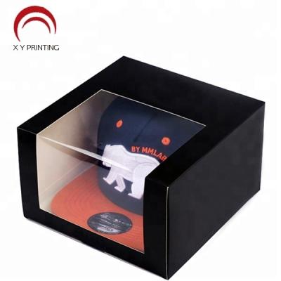 China Custom Logo Printed Folding Recyclable PVC Window Paper Hat Box Plastic Packaging Gift Boxes for sale