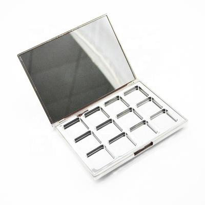 China Recycled Materials Dye Private Label Eyeshadow Palette Silver High Stamping 12 Colors Custom Diy Eyeshadow Palette for sale