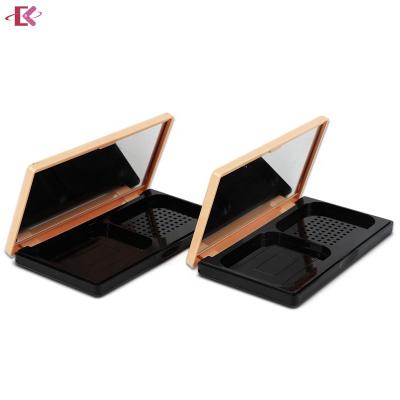 China Recycled Materials Custom Rectangle Shape Empty Plastic Powder Compact Makeup Powder Case for sale