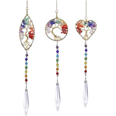 China Contemporary Tree of Life Crystal Pendant Sun Catcher Rainbow Crystal Ball k9 Sun Catcher Stained Glass Crystal Sticker Sun Catcher for sale