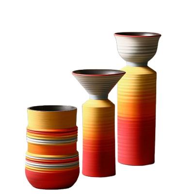 China 100% Morandi Nordic Creative Color Ornaments Art Handmade Hot Selling Ceramic Vases for sale