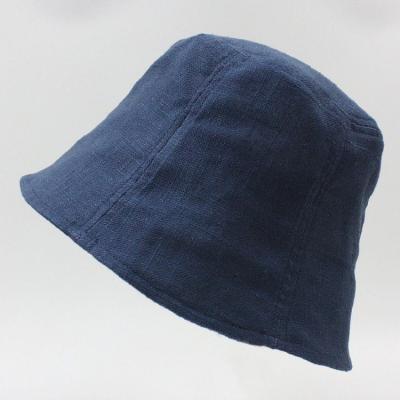 China Stylish Breathable Foldable Canvas Bucket Hat Large Character Japan Hemp Sun Hat For Lady for sale