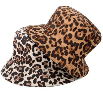 China Custom Character Luxury Girls Reversible Bucket Hat Leopard Sublimated Print Bucket Hat for sale