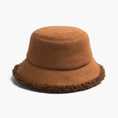 China Character New Arrival Women Winter Bucket Hat Fluffy Empty Suede Fur Bucket Hat Yellow for sale