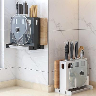 China Multifunctional Standing Wall Mounted Type Sustainable New Style Stainless Steel Kitchen Drying Knife Holder Rack for sale