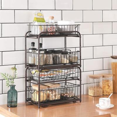 China 2 Layer Kitchen Bathroom Corner Multi-Functional Shelf Under Sink Spice Jar Rack for sale