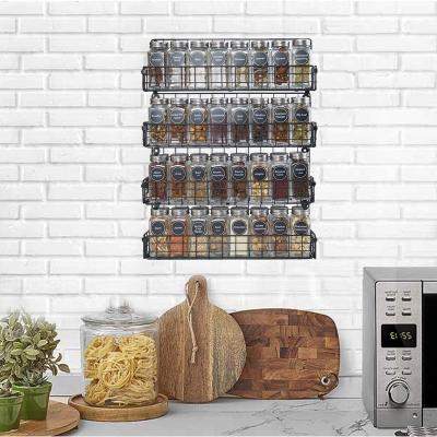 China Best Selling Viable Hanging Shelf Organizer Kitchen Storage Metal Wire Folding Wall Mount Shelf Spice Cocina for sale