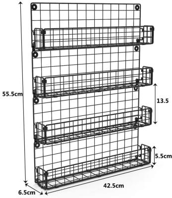 China New Kitchen Wire Metal Foldable Wall Mount Spice Rack Organizer Viable Wholesale Spice Jar Rack for sale