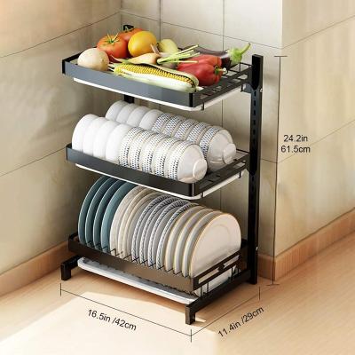 China 3 Tier Adjustable Kitchen Dish Bowl Dish Drying Rack escurridor de platos for sale