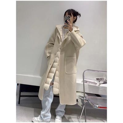 China Waterproof 2021 in the latest winter rice cashmere wool white coats women double faced wool ladies long coat for sale