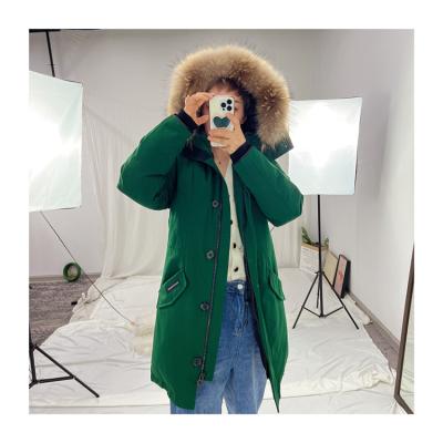 China High quality breathable Canadian ladies hooded down parka fur low cost size goose down style down jacket winter jacket parka outdoor jacke for sale