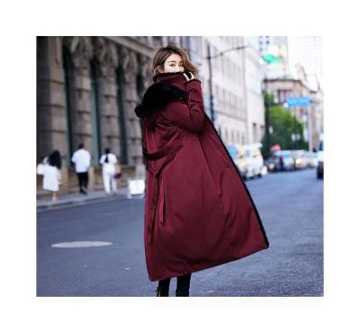 China Anti-Wrinkle Top Quality Red Wine Heavily Used Ladies Coats Long Jacket Winter Padded Parka for sale