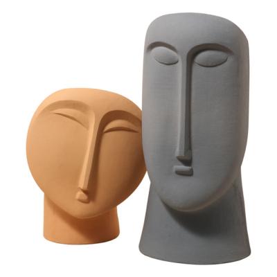 China Creative Nordic Human Face Art Ceramic Flower Minimalist Pemphis Vase for Home Decor for sale